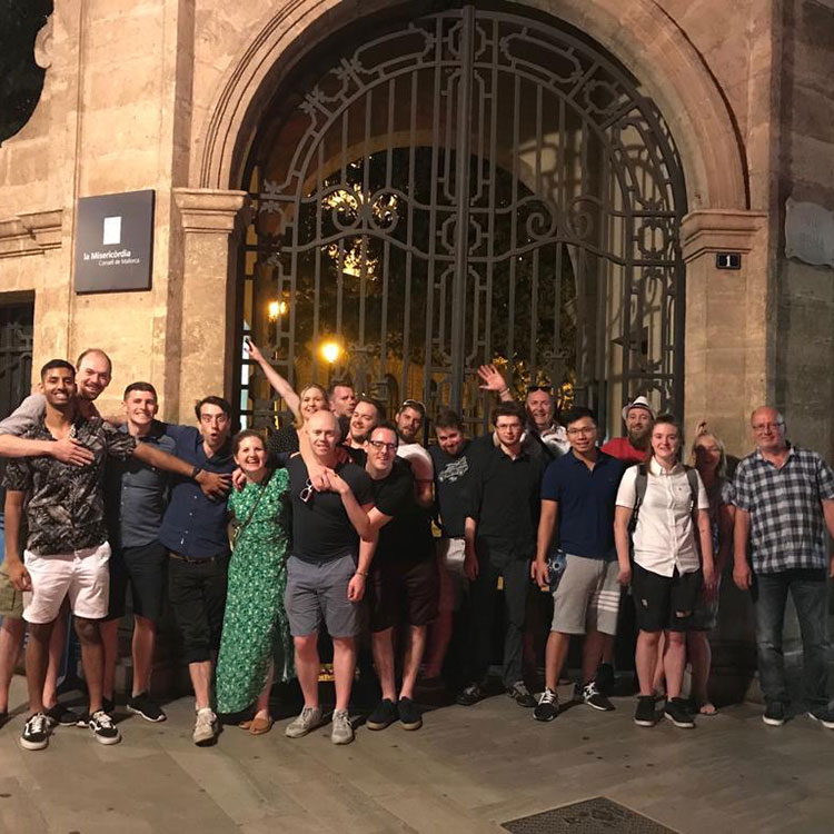 The Zengenti team in front of a monument in Palma, Mallorca.